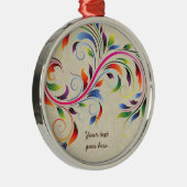 Farbenfrohe Blätter, beige Retro-Ornamente aus Blu Ornament Aus Metall (Rechts)