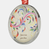 Farbenfrohe Blätter, beige Retro-Ornamente aus Blu Ornament Aus Metall (Links)