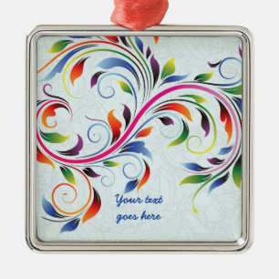 Farbenfrohe Blätter, blass blühende Blumendekorati Silbernes Ornament