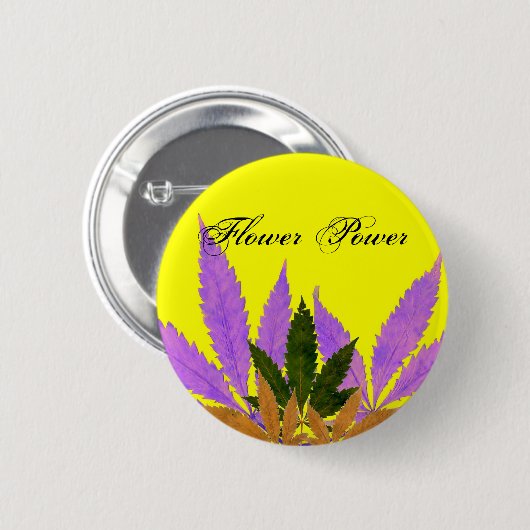 Farbenfrohe Blätter Blume Power Button (Vorne & Hinten)