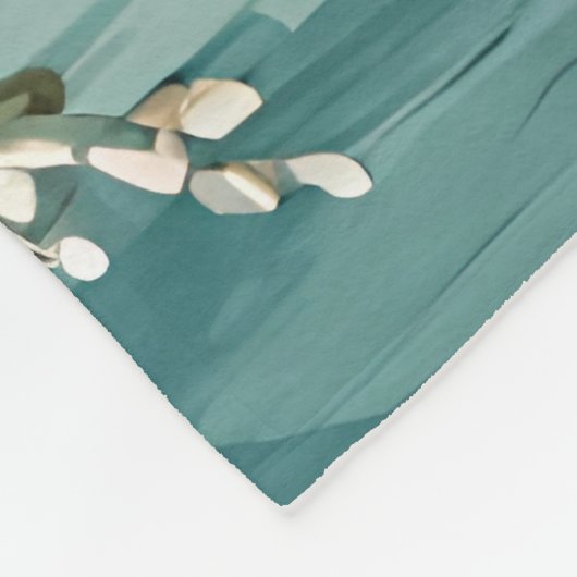 Farbenfrohe Blätter BlütenAbstrakt Aquamarin Blaue Fleecedecke (Ecke)