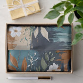 Farbenfrohe Blätter BlütenAbstrakt Aquamarin Blaue Seidenpapier (Geschenk)