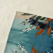 Farbenfrohe Blätter BlütenAbstrakt Aquamarin Blaue Strandtuch (Beispiel)