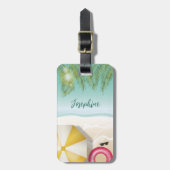 Farbenfrohe Blätter des Sommerpalms des tropischen Gepäckanhänger (Vorderseite vertikal)