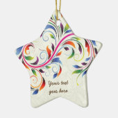 Farbenfrohe Blätter, ecru florale Retro-Ornament Keramik Ornament (Links)