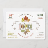 Farbenfrohe Blätter Erntedank Dinner Feiertag Einladung (Vorderseite)