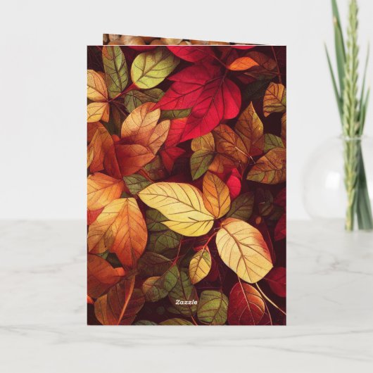 Farbenfrohe Blätter Funny Squirrel Erntedank Card Dankeskarte (Rückseite)