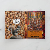 Farbenfrohe Blätter Funny Squirrel Erntedank Card Dankeskarte (Innenseite)