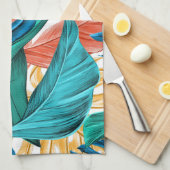 Farbenfrohe Blätter Geschirrtuch (Viertel Falte)