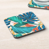 Farbenfrohe Blätter Getränkeuntersetzer (Linke Seite)