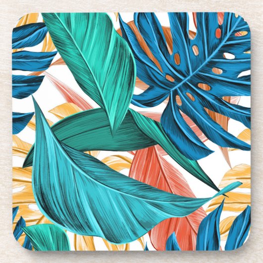 Farbenfrohe Blätter Getränkeuntersetzer (Vorderseite)