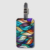 Farbenfrohe Blätter im gestanzten Glass-Look Gepäckanhänger (Vorderseite Vertikal)