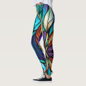 Farbenfrohe Blätter in Buntglas-Optik Leggings (Links)
