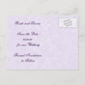 Farbenfrohe Blätter lila Hochzeit Speichern Sie da Ankündigungspostkarte (Rückseite)