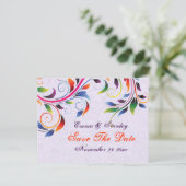 Farbenfrohe Blätter lila Hochzeit Speichern Sie da Ankündigungspostkarte (Stehend Vorderseite)