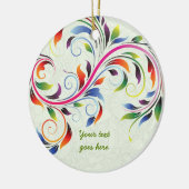 Farbenfrohe Blätter, Limone Retro-Ornamente aus Bl Keramik Ornament (Links)