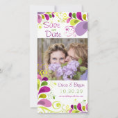 Farbenfrohe Blätter mit Blumenmuster Save the Date (Vorderseite)