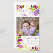 Farbenfrohe Blätter mit Blumenmuster Save the Date (Vorne/Hinten)