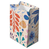 Farbenfrohe Blätter Moderne Folientypen Mittlere Geschenktüte (Rückseite Schrägansicht)