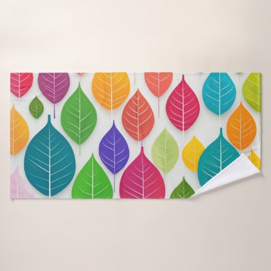 Farbenfrohe Blätter Muster Abstrakt Minimalistisch Badehandtuch (Badehandtuch)