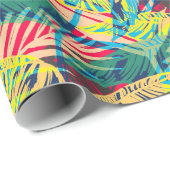 Farbenfrohe Blätter Muster Geschenkpapier (Rolleneckpunkt)