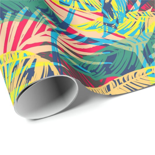 Farbenfrohe Blätter Muster Geschenkpapier (Rolleneckpunkt)