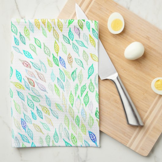 Farbenfrohe Blätter Muster Geschirrtuch (Viertel Falte)