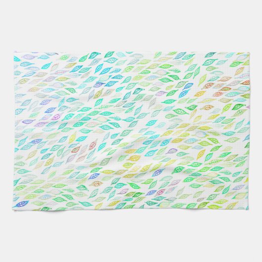 Farbenfrohe Blätter Muster Geschirrtuch (Horizontal)