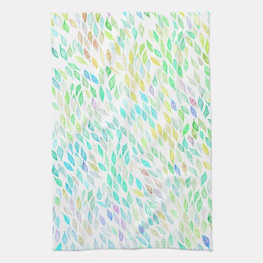 Farbenfrohe Blätter Muster Geschirrtuch (Vertikal)