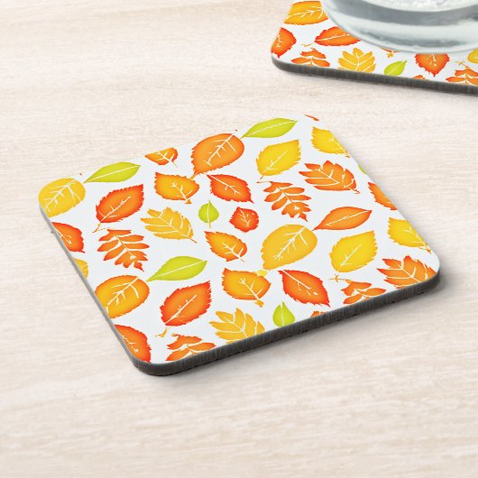 Farbenfrohe Blätter Muster Getränkeuntersetzer (Linke Seite)