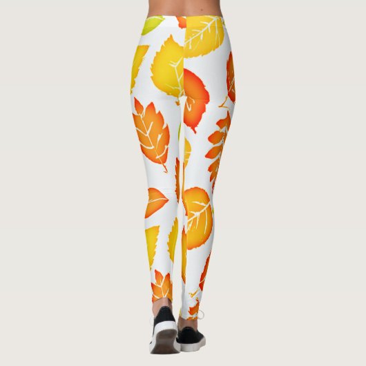 Farbenfrohe Blätter Muster Leggings (Rückseite)