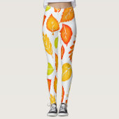 Farbenfrohe Blätter Muster Leggings (Vorderseite)