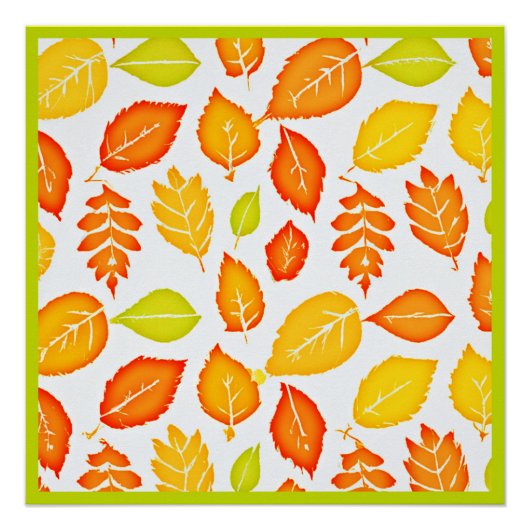Farbenfrohe Blätter Muster Poster (Vorderseite)