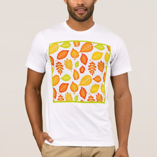 Farbenfrohe Blätter Muster T-Shirt (Vorderseite)
