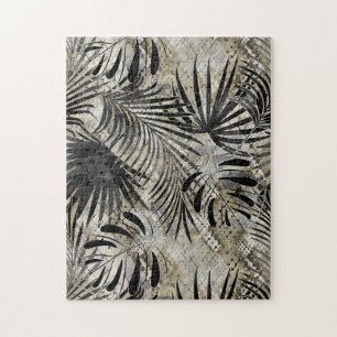 Farbenfrohe Blätter Palmen tropische Puzzle