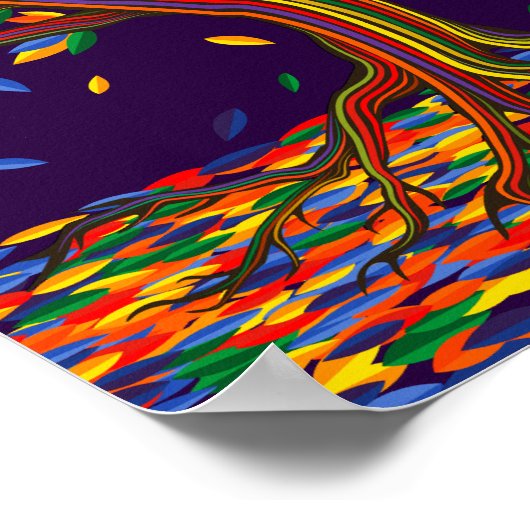 Farbenfrohe Blätter Regenbogenbaum mit hellen Farb Poster (Ecke)