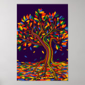 Farbenfrohe Blätter Regenbogenbaum mit hellen Farb Poster (Vorne)
