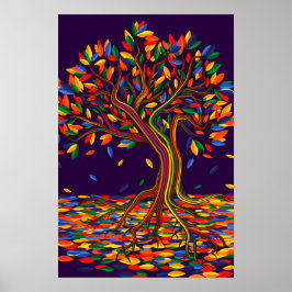 Farbenfrohe Blätter Regenbogenbaum mit hellen Farb Poster