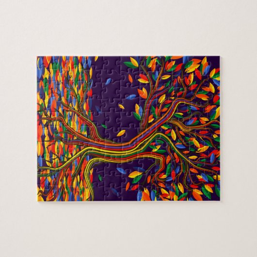 Farbenfrohe Blätter Regenbogenbaum mit hellen Farb Puzzle (Horizontal)