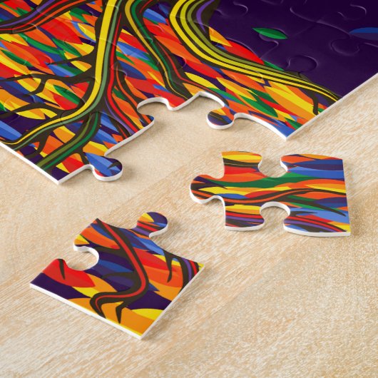Farbenfrohe Blätter Regenbogenbaum mit hellen Farb Puzzle (Seite)
