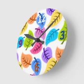 Farbenfrohe Blätter Runde Wanduhr (Winkel)