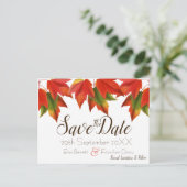 Farbenfrohe Blätter Save the Date Postkarte (Stehend Vorderseite)