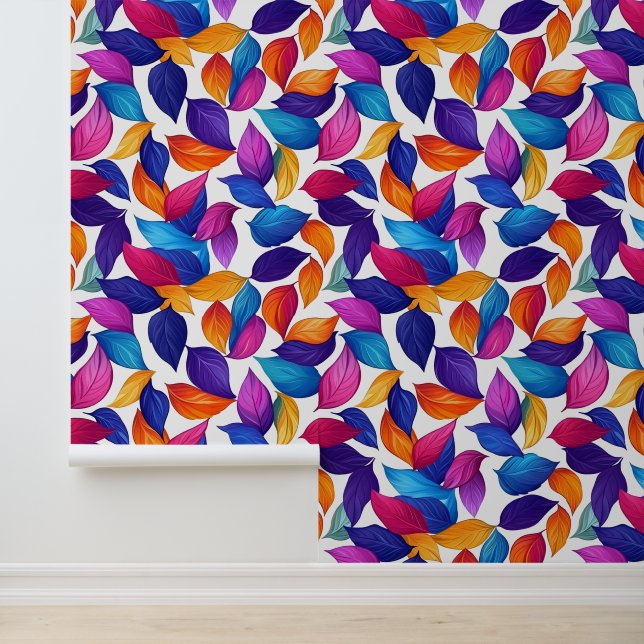 Farbenfrohe Blätter Tapete (Anwendung)