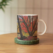 Farbenfrohe Blätter und Bäume im Herbst Landschaft Kaffeetasse