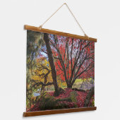 Farbenfrohe Blätter und Bäume im Herbst Landschaft Wandteppich Mit Holzrahmen (Gewinkelt)