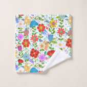 Farbenfrohe Blätter und Blume Badhandtuch Set (Waschlappen)
