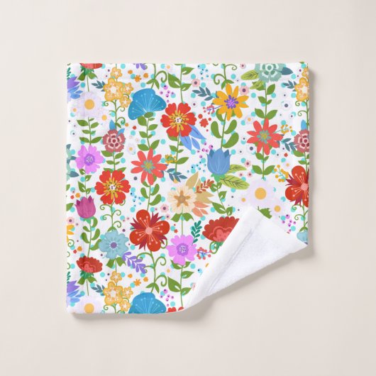 Farbenfrohe Blätter und Blume Badhandtuch Set (Waschlappen)