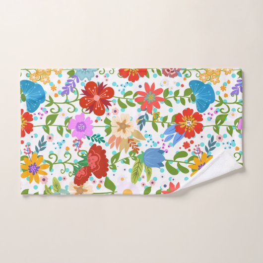 Farbenfrohe Blätter und Blume Badhandtuch Set (Handtuch)
