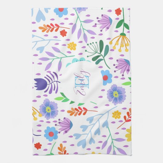 Farbenfrohe Blätter und Blume Geschirrtuch (Vertikal)