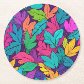 Farbenfrohe Blätter Vibranly Fall Design Runder Pappuntersetzer (Vorderseite)